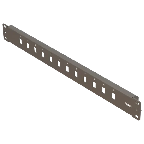 19” 1U, FP2 12 Simplex, Fiber Adaptörler için Ön Panel, Boş, Siyah