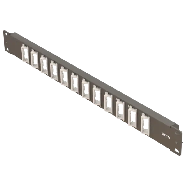 19” 1U, FP7 12 Açılı Dubleks, Fiber Adaptörler için Ön Panel, Boş, Siyah