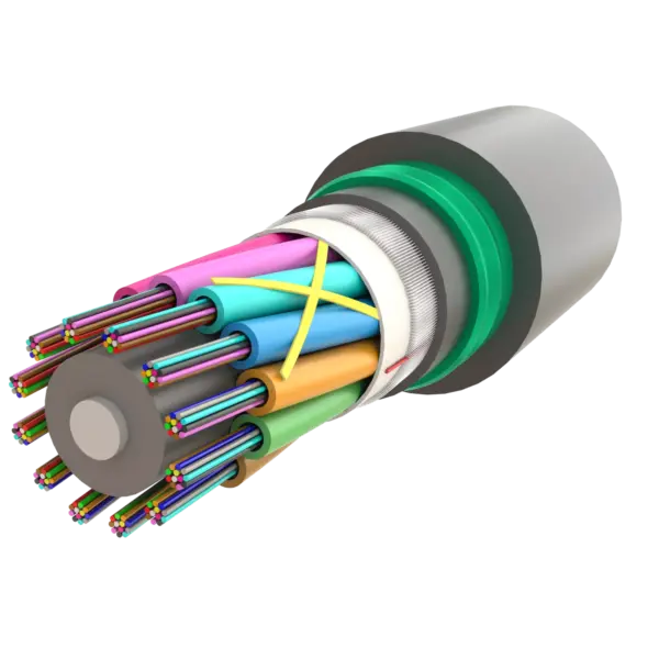 Double Jacketed Steel Armoured Multi Loose Tube Fiber Optic Cable | Gel-Filled Dry Core | AT-D1Q(ZN-GY)2Y(SR)2Y | Up to 144F