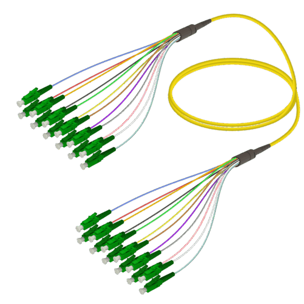 LC/APC-LC/APC | 12 Fiber Fanout | Single Mode G657.A2 | 3.0/0.9mm