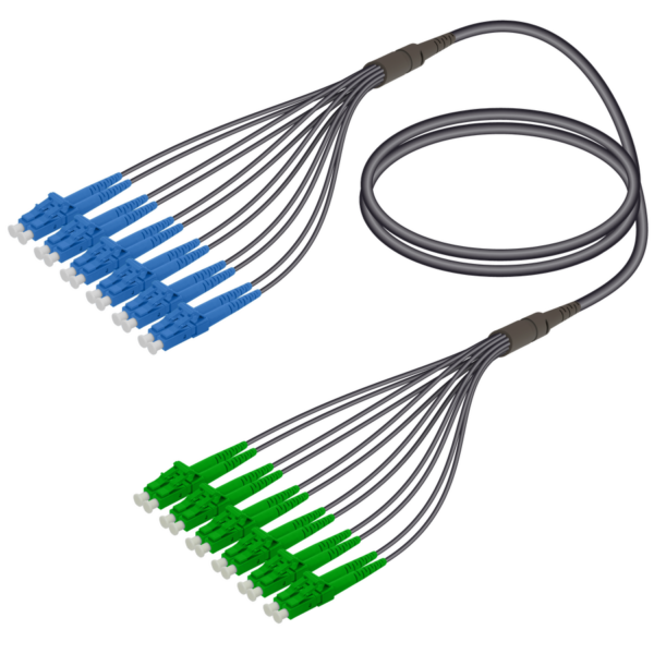 LC/UPC-LC/APC | 12 Fibers Universal Fanout | Single Mode G657.A2 | 4.8/1.8mm
