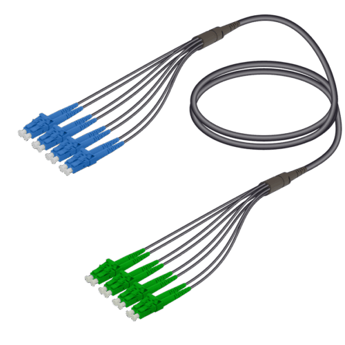 LC/UPC-LC/APC | 8 Fiber Universal Fanout | Single Mode G657.A2 | 4.8/1.8mm