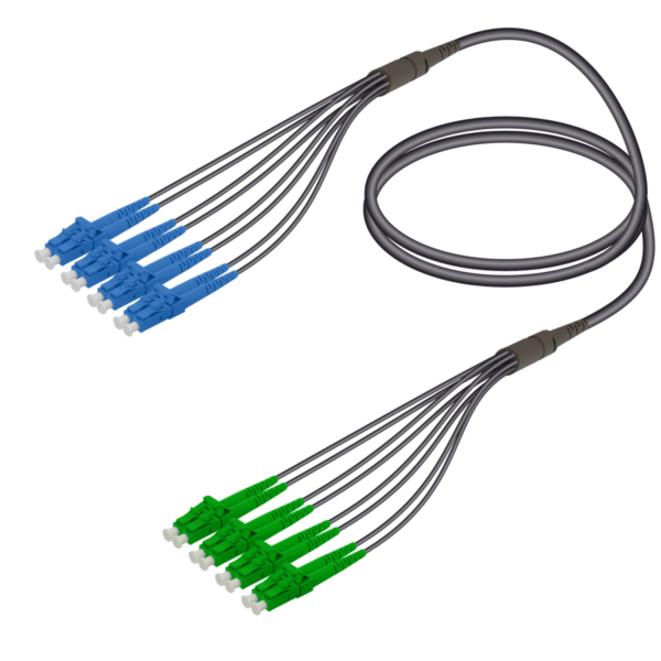 LC/UPC-LC/APC | 8 Fibers Universal Fanout | Single Mode G657.A2 | 4.8/1.8mm