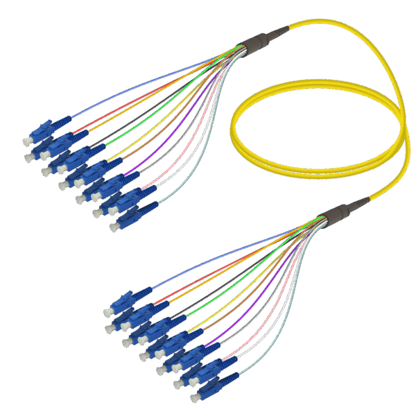 LC/UPC-LC/UPC | 12 Fiber Fanout | Single Mode G657.A2 | 3.0/0.9mm