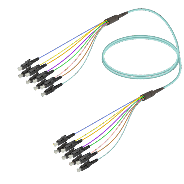 LC/UPC-LC/UPC | 8 Fiber Fanout | Multi Mode G651.OM3 | 3.0/0.9mm