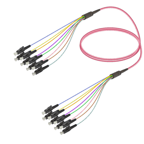 LC/UPC-LC/UPC | 8 Fiber Fanout | Multi Mode G651.OM4 | 3.0/0.9mm