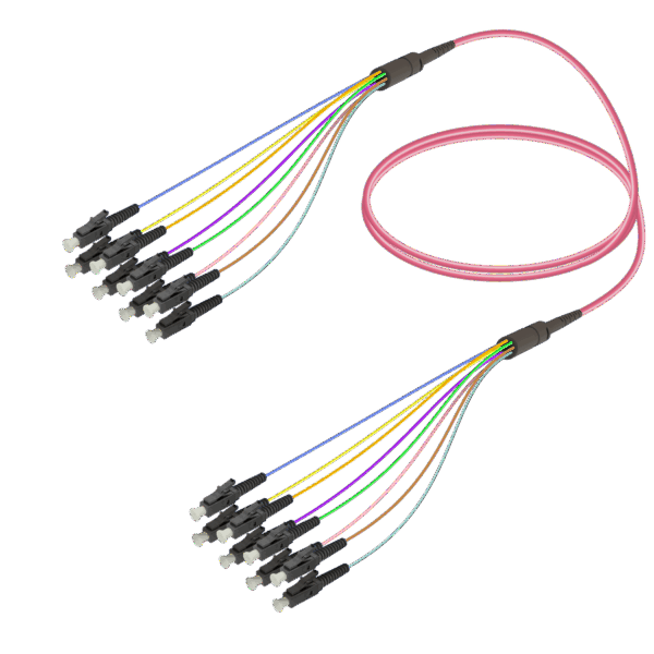 LC/UPC-LC/UPC | 8 Fiber Fanout | Multi Mode G651.OM4 | 3.0/0.9mm