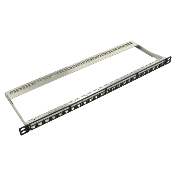 Boş Modüler Düz HD Patch Panel | 0.5U CAT-6A | 24 Port