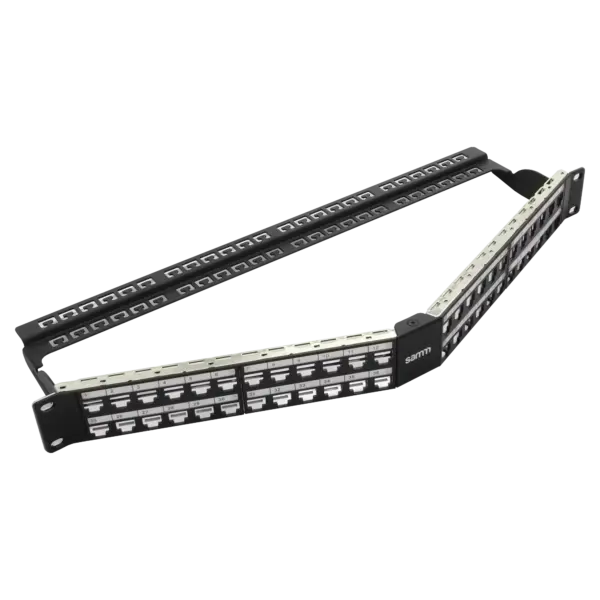 Empty Modular Angled HD Patch Panel | 1U CAT-6A | 48 Ports