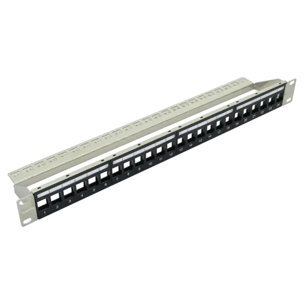 Empty Modular Straight Patch Panel | 1U CAT-6A | 24 Ports