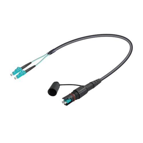 QCS Harsh Environment Multi-mode OM3 Fiber Cable Assembly | QCS-Male to LC-Duplex