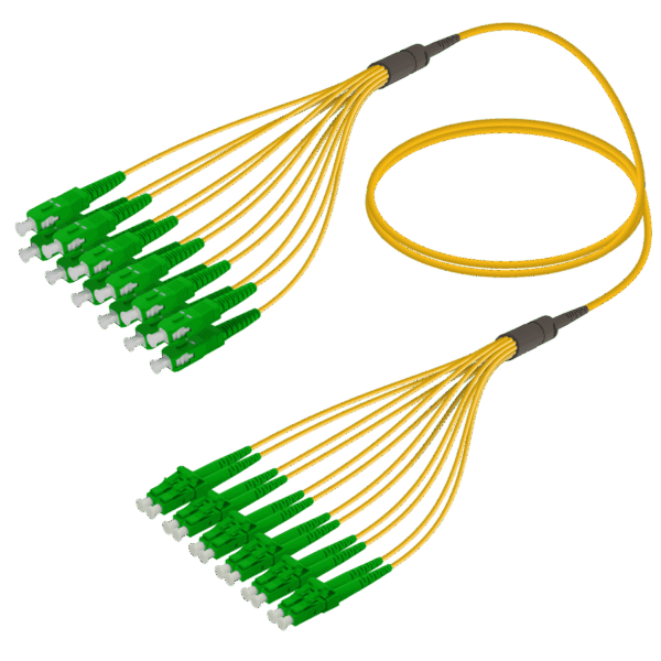 SC/APC-LC/APC | 12 Fiber Fanout | Single Mode G657.A2 | 3.0/1.8mm