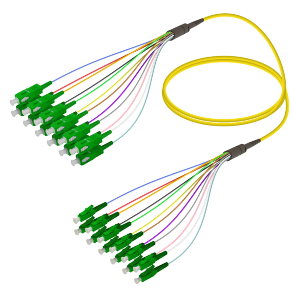 SC/APC-LC/APC | 12 Fibers Fanout | Single Mode G657.A2 | 3.0/0.9mm