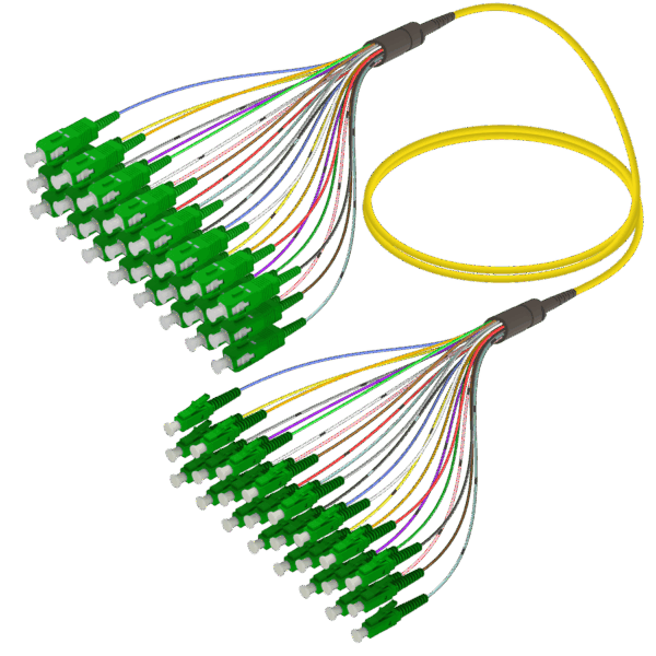 SC/APC-LC/APC | 24 Fiber Fanout | Single Mode G657.A2 | 3.0/0.9mm