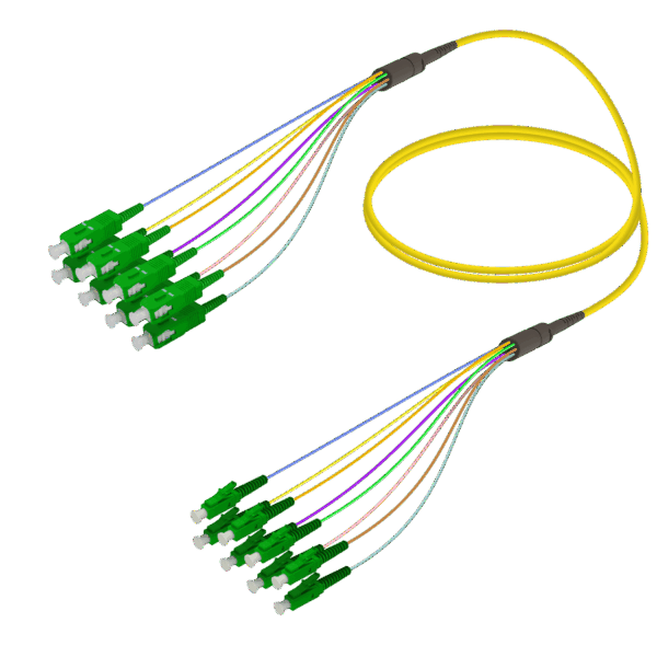 SC/APC-LC/APC | 8 Fiber Fanout | Single Mode G657.A2 | 3.0/0.9mm