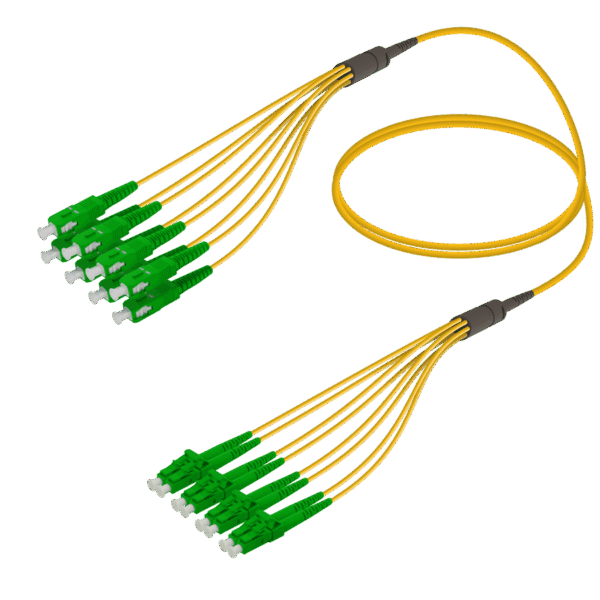 SC/APC-LC/APC | 8 Fiber Fanout | Single Mode G657.A2 | 3.0/1.8mm