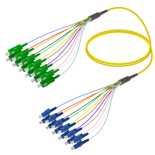 SC/APC-LC/UPC | 12 Fibers Fanout | Single Mode G657.A2 | 3.0/0.9mm