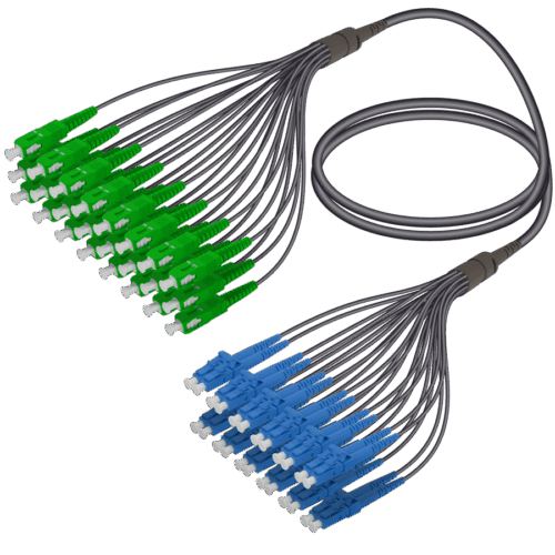 SC/APC-LC/UPC | 24 Fiber Universal Fanout | Single Mode G657.A2 | 4.8/1.8mm
