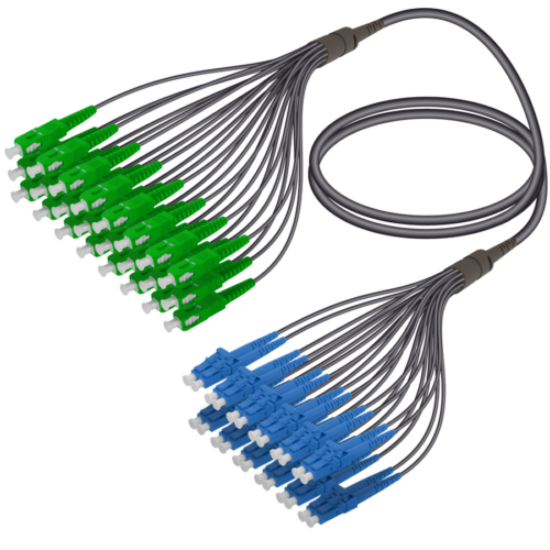 SC/APC-LC/UPC | 24 Fibers Universal Fanout | Single Mode G657.A2 | 4.8/1.8mm