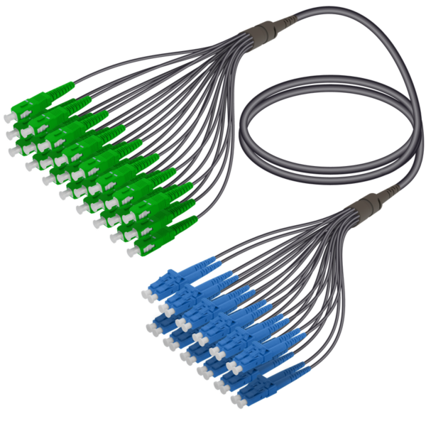 SC/APC-LC/UPC | 24 Fibers Universal Fanout | Single Mode G657.A2 | 4.8/1.8mm