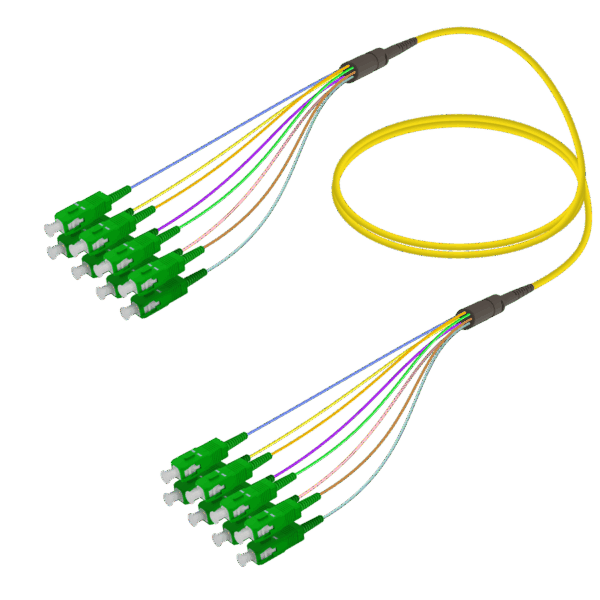 SC/APC-SC/APC | 8 Fiber Fanout | Single Mode G657.A2 | 3.0/0.9mm