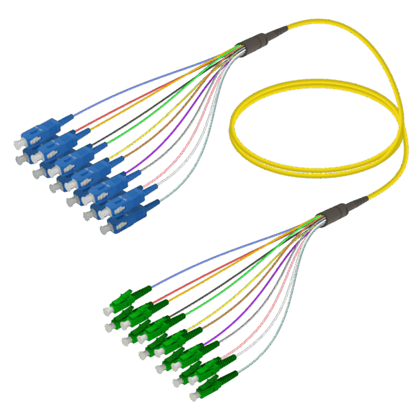 SC/UPC-LC/APC | 12 Fiber Fanout | Single Mode G657.A2 | 3.0/0.9mm
