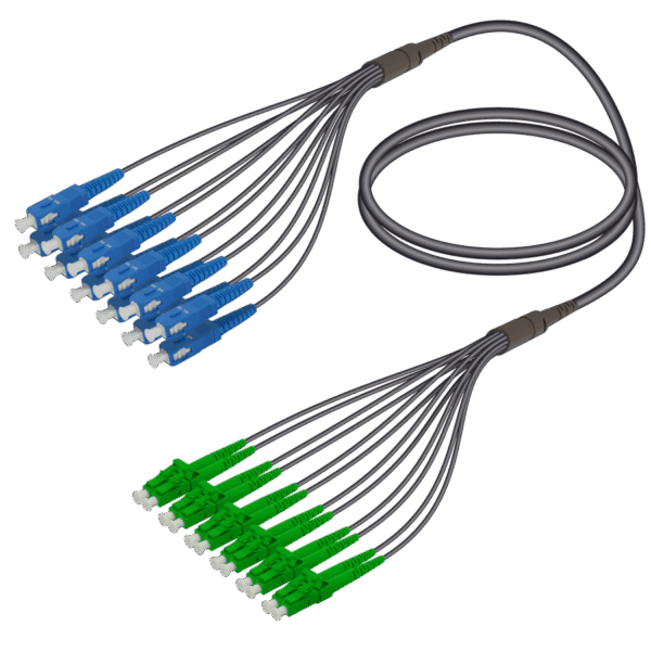 SC/UPC-LC/APC | 12 Fiber Universal Fanout | Single Mode G657.A2 | 4.8/1.8mm