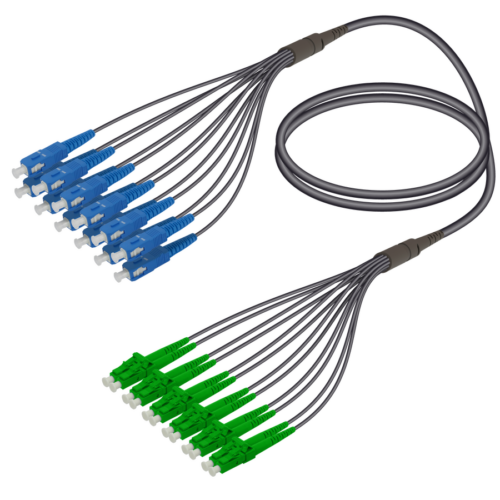 SC/UPC-LC/APC | 12 Fibers Universal Fanout | Single Mode G657.A2 | 4.8/1.8mm