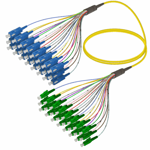 SC/UPC-LC/APC | 24 Fiber Fanout | Single Mode G657.A2 | 3.0/0.9mm
