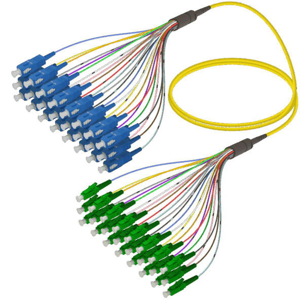 SC/UPC-LC/APC | 24 Fiber Fanout | Single Mode G657.A2 | 3.0/0.9mm