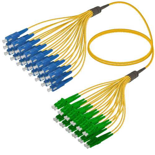 SC/UPC-LC/APC | 24 Fiber Fanout | Single Mode G657.A2 | 3.0/1.8mm