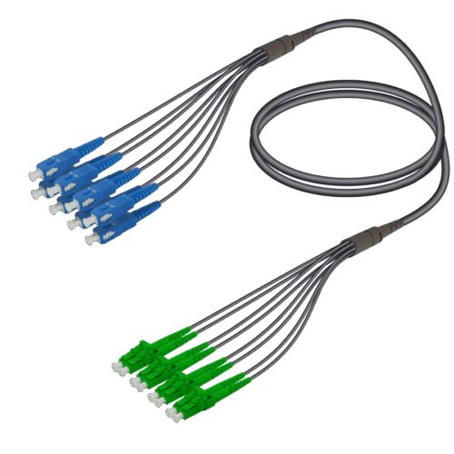 SC/UPC-LC/APC | 8 Fiber Universal Fanout | Single Mode G657.A2 | 4.8/1.8mm