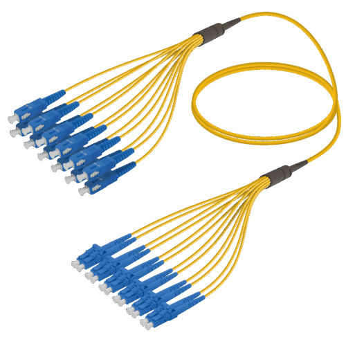 SC/UPC-LC/UPC | 12 Fiber Fanout | Single Mode G657.A2 | 3.0/1.8mm