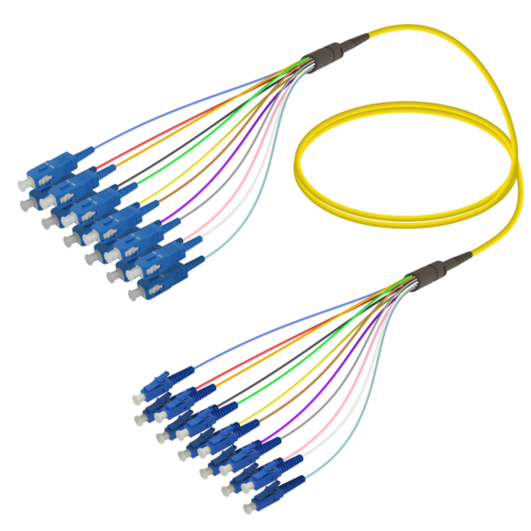 SC/UPC-LC/UPC | 12 Fibers Fanout | Single Mode G657.A2 | 3.0/0.9mm