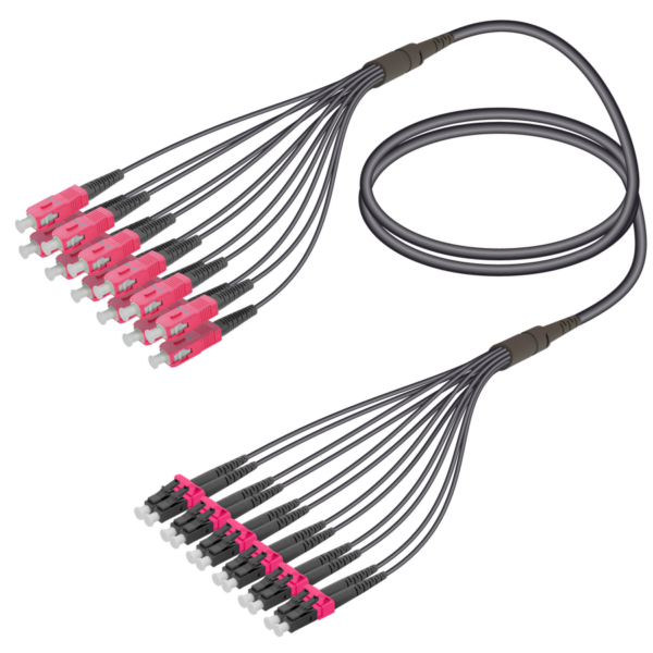 SC/UPC-LC/UPC | 12 Fibers Universal Fanout | Multi Mode G651.OM4 | 4.8/1.8mm