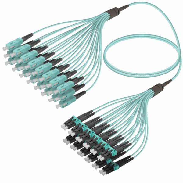 SC/UPC-LC/UPC | 24 Fiber Fanout | Multi Mode G651.OM3 | 3.0/1.8mm