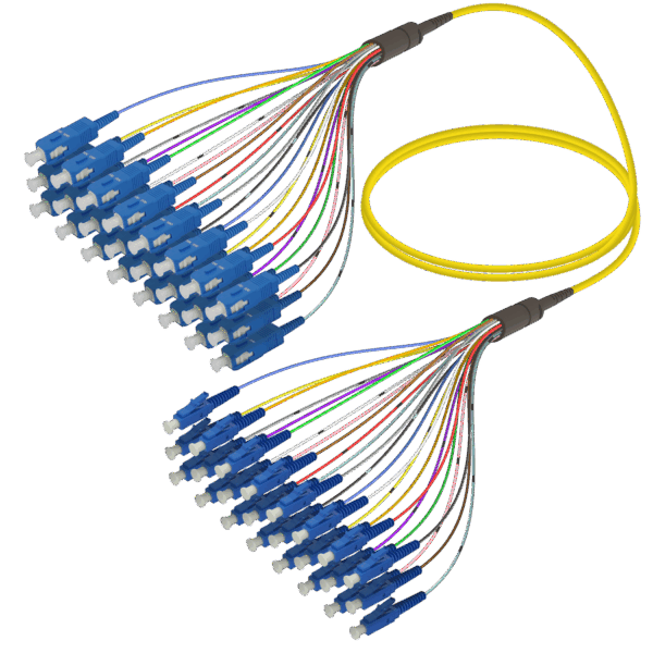 SC/UPC-LC/UPC | 24 Fiber Fanout | Single Mode G657.A2 | 3.0/0.9mm