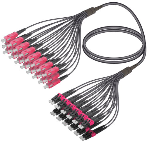 SC/UPC-LC/UPC | 24 Fiber Universal Fanout | Multi Mode G651.OM4 | 4.8/1.8mm