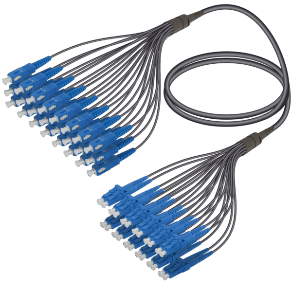 SC/UPC-LC/UPC | 24 Fiber Universal Fanout | Single Mode G657.A2 | 4.8/1.8mm