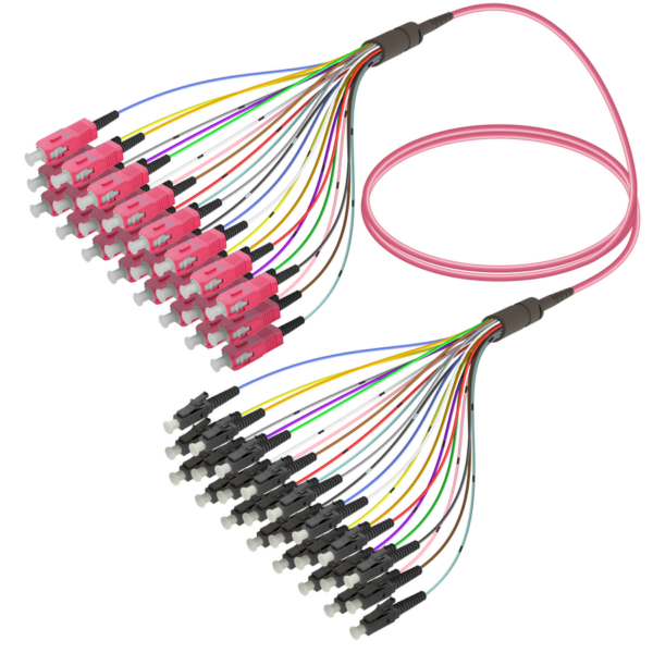 SC/UPC-LC/UPC | 24 Fibers Fanout | Multi Mode G651.OM4 | 3.0/0.9mm
