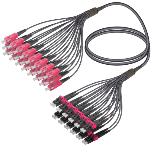 SC/UPC-LC/UPC | 24 Fibers Universal Fanout | Multi Mode G651.OM4 | 4.8/1.8mm