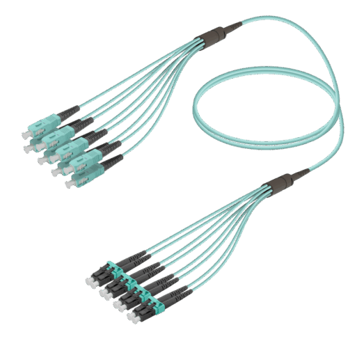 SC/UPC-LC/UPC | 8 Fiber Fanout | Multi Mode G651.OM3 | 3.0/1.8mm