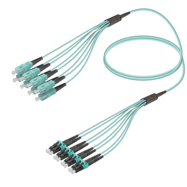 SC/UPC-LC/UPC | 8 Fiber Fanout | Multi Mode G651.OM3 | 3.0/1.8mm