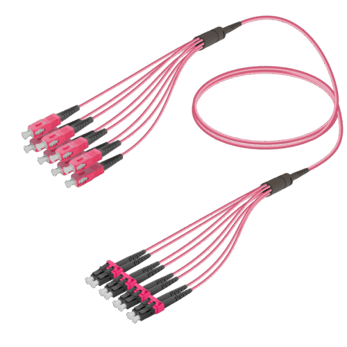 SC/UPC-LC/UPC | 8 Fiber Fanout | Multi Mode G651.OM4 | 3.0/1.8mm