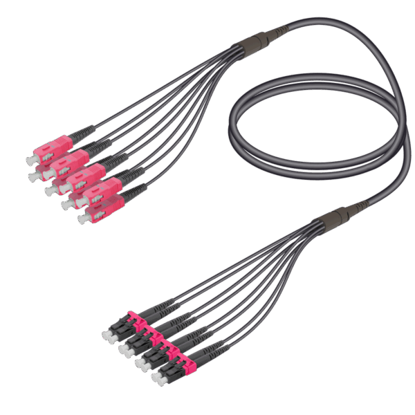 SC/UPC-LC/UPC | 8 Fiber Universal Fanout | Multi Mode G651.OM4 | 4.8/1.8mm