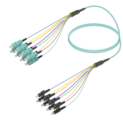 SC/UPC-LC/UPC | 8 Fibers Fanout | Multi Mode G651.OM3 | 3.0/0.9mm