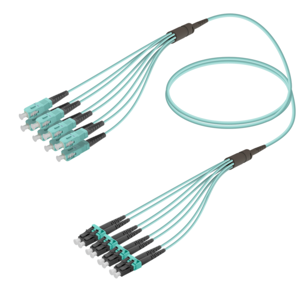 SC/UPC-LC/UPC | 8 Fibers Fanout | Multi Mode G651.OM3 | 3.0/1.8mm