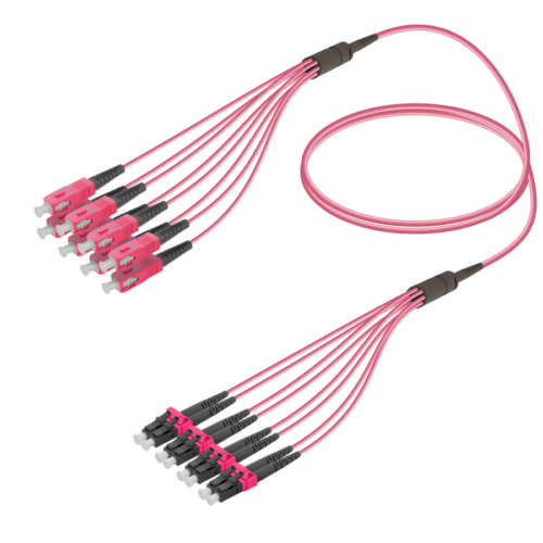 SC/UPC-LC/UPC | 8 Fibers Fanout | Multi Mode G651.OM4 | 3.0/1.8mm