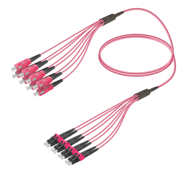 SC/UPC-LC/UPC | 8 Fibers Fanout | Multi Mode G651.OM4 | 3.0/1.8mm