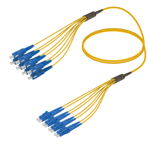 SC/UPC-LC/UPC | 8 Fibers Fanout | Single Mode G657.A2 | 3.0/1.8mm